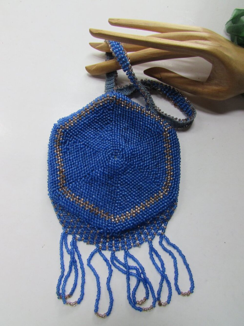 Vintage Beaded Hexagon Shape Pouch Purse